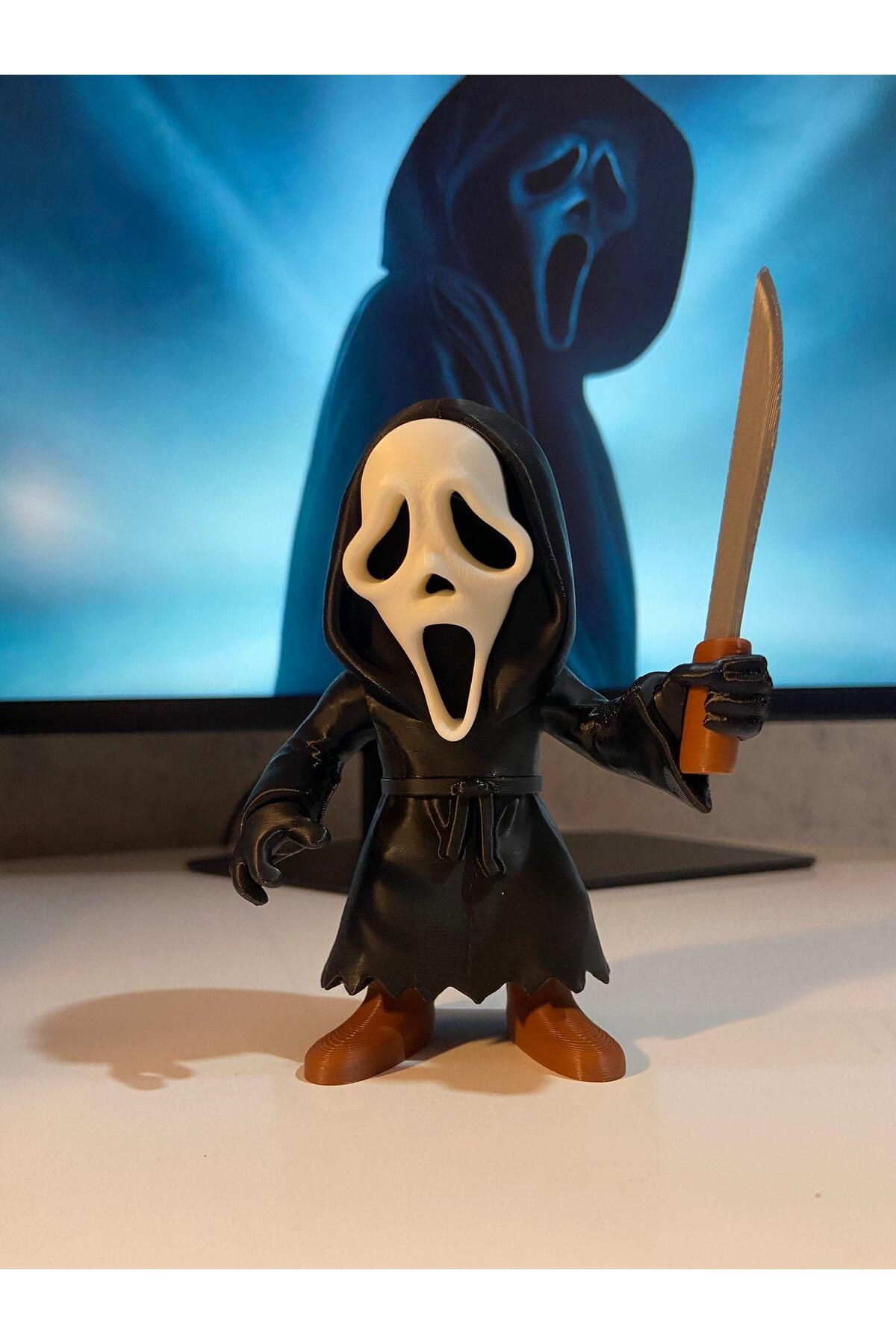 Ghost Face Figürü – Scream Korku Filmi Koleksiyonluk Maskeli Modeli, 3D Baskı Dekoratif Figür 13cm