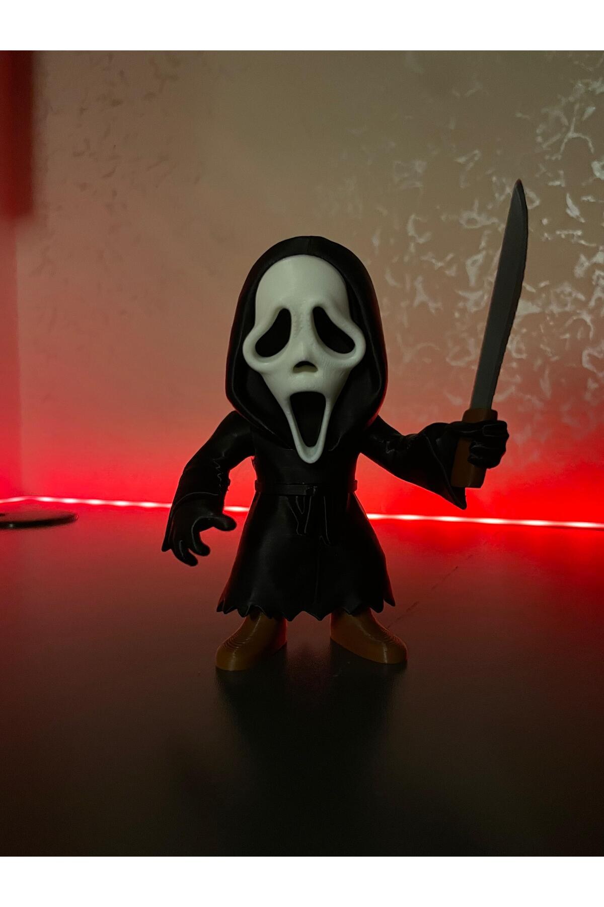 Ghost Face Figürü – Scream Korku Filmi Koleksiyonluk Maskeli Modeli, 3D Baskı Dekoratif Figür 13cm
