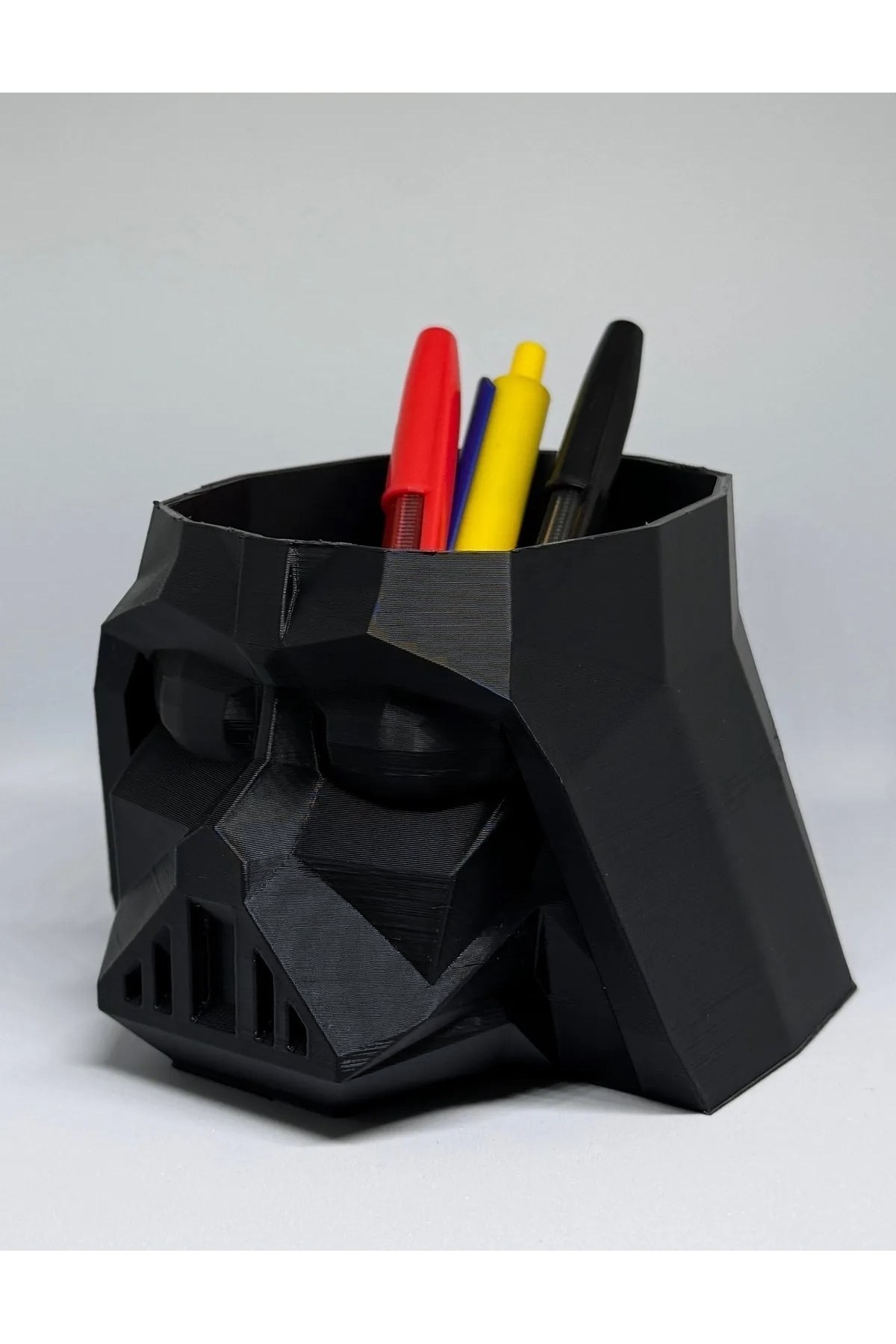 Low Poly 3d Baskı Star Wars Darth Vader Siyah Kalemlik Ofis Masaüstü Süs